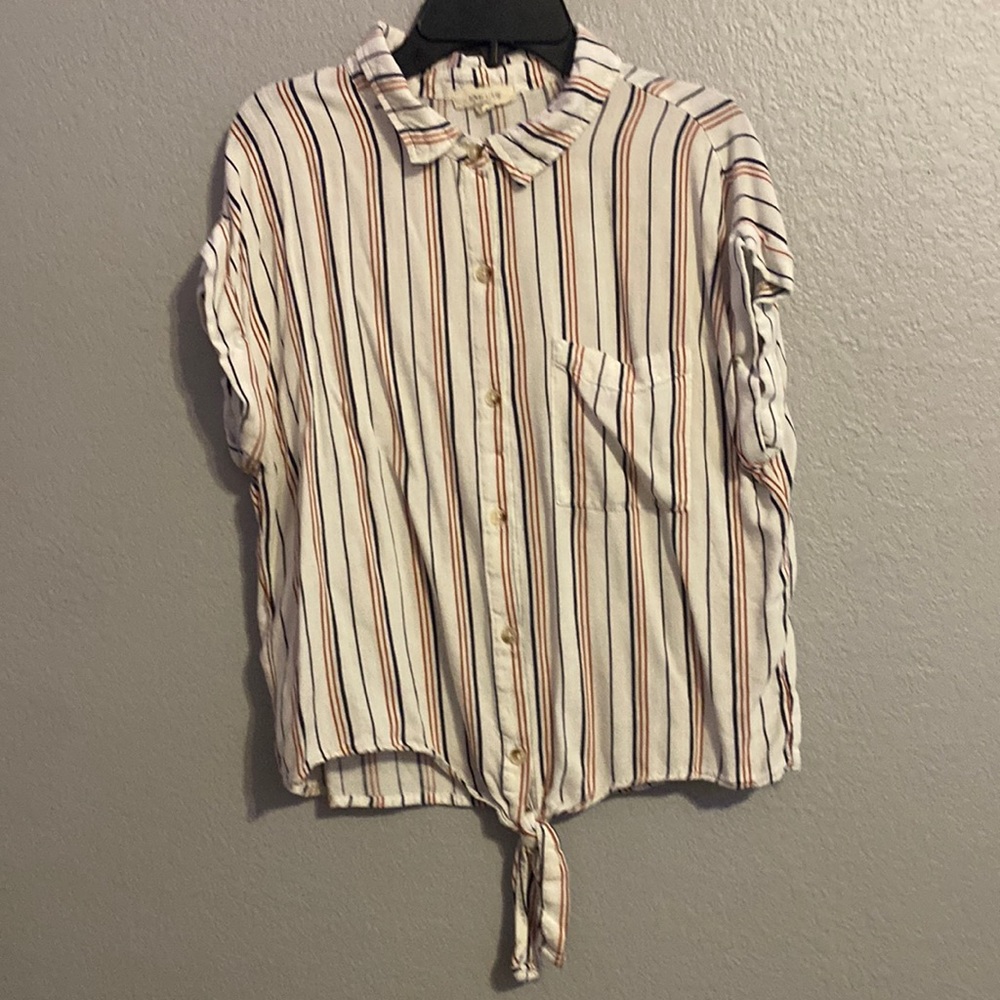 Red white and blue love culture button up